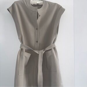 Sleeveless Belted Vest in Light Taupe